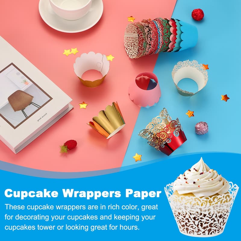 Cupcake Wrappers Paper, 50 Pack Baking Cups Standard Vine Decor
