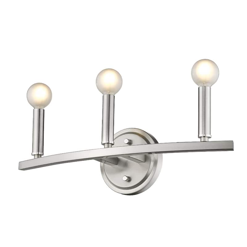 Modern 3-Light Silver Wall Sconce with E12 Base and Round Backplate for Bedroom or Hallway - 6.63" H x 18" W x 4" D
