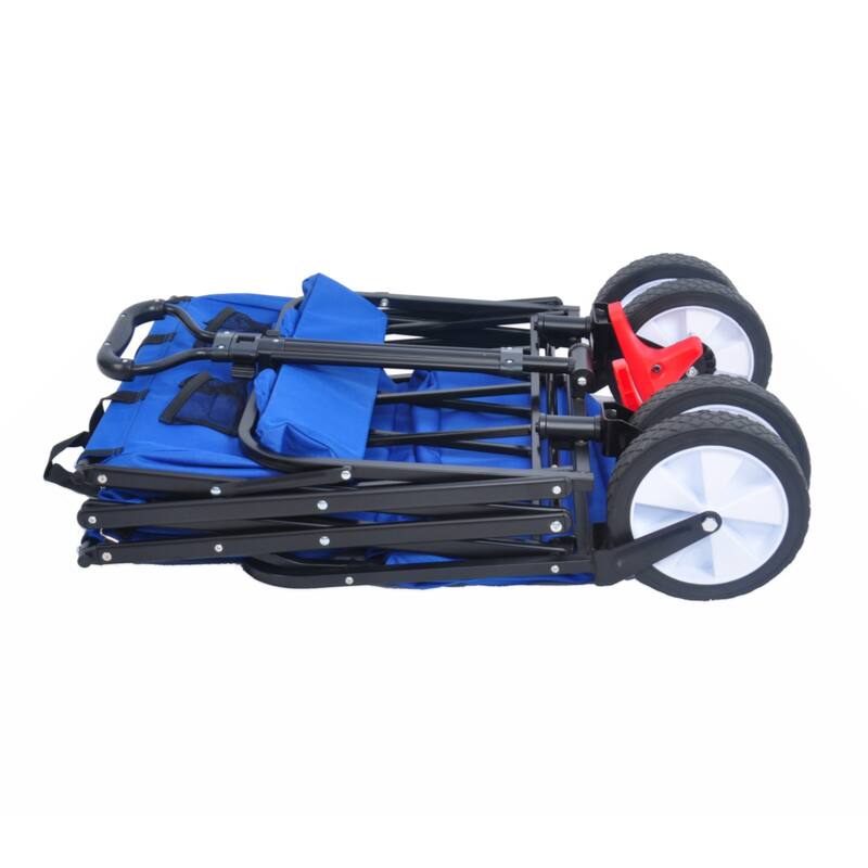 Folding Wagon Garden Shopping Beach Cart (Blue colour)