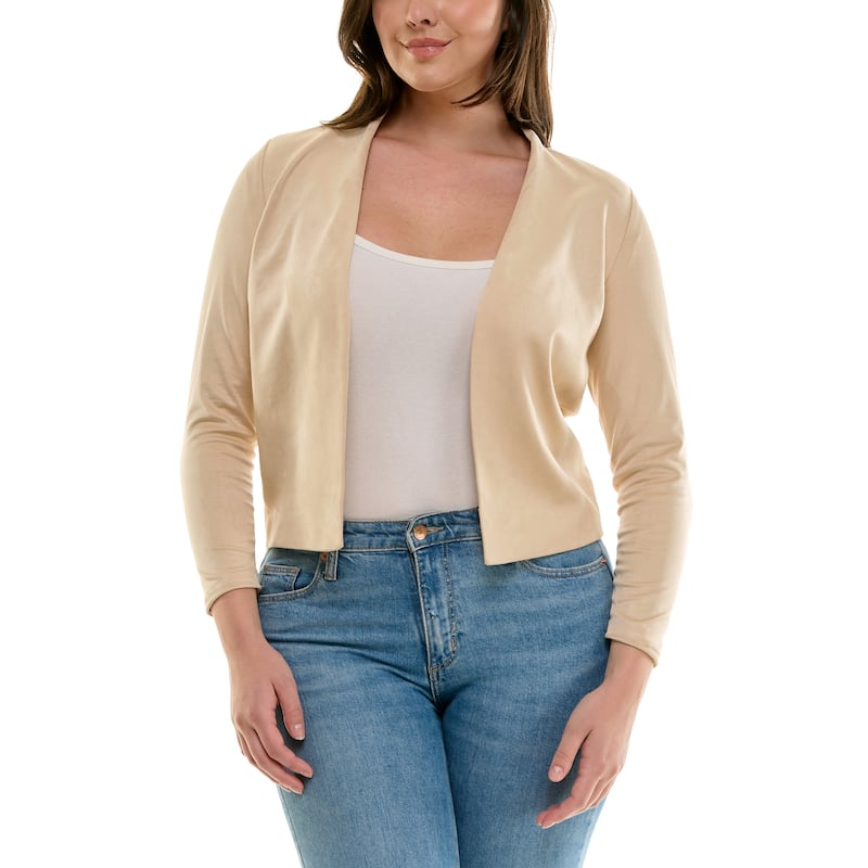 Nicole Miller Faux Suede Collarless Jacket