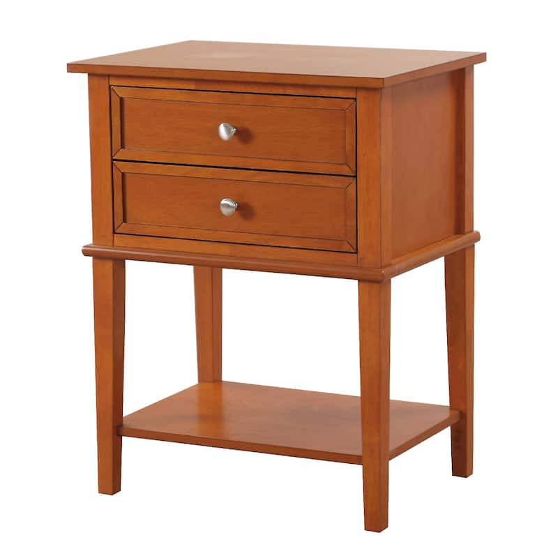 2-Drawers Wooden Nightstand Accent Table - 28" - Brown