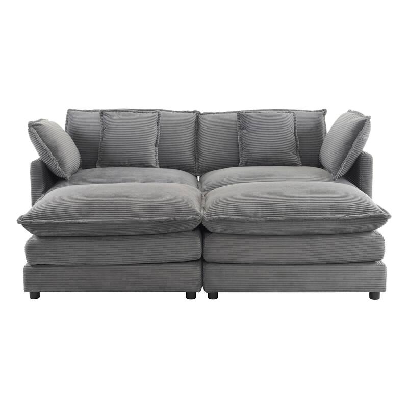 Roomfitters Modern Corduroy L-Shape Sectional Sofa with Side Storage Pockets for Living Room Comfort and Style