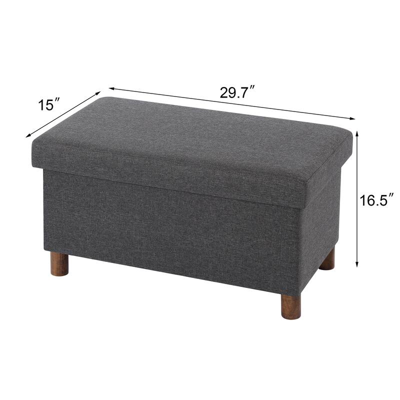 Adeco 30 Inches Storage Ottoman Bench for Living Room