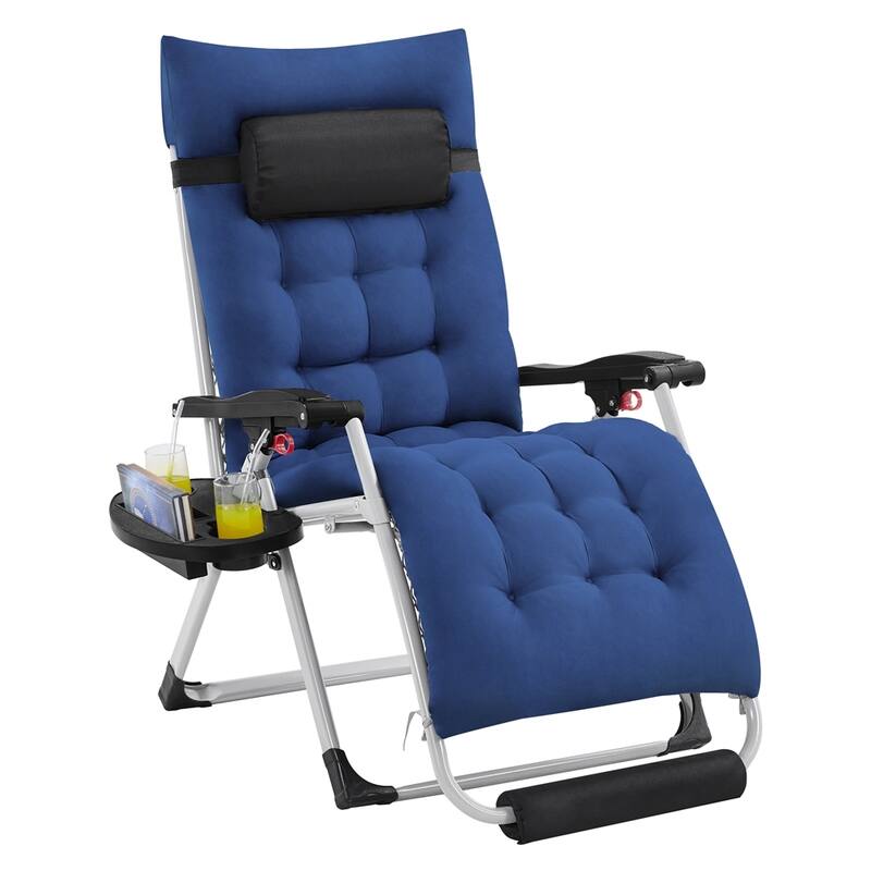Yaheetech 26in Zero Gravity Recliner with Cotton-padded Mattress - Navy Blue