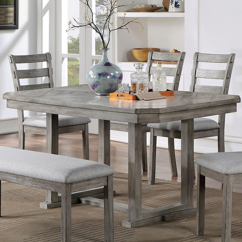 Bura Grey Diamond Wood Top 60-inch Dining Table by Furniture of America - Grey with Care Kit