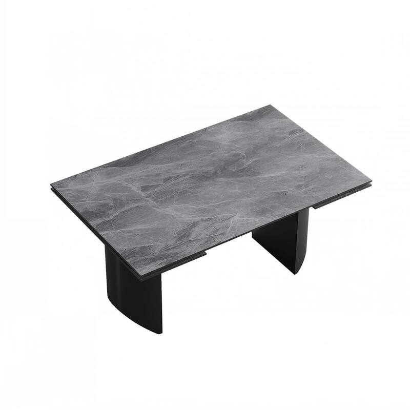 94.48" Extendable Rectangular Sintered Stone Dining Table For 6-10 Person