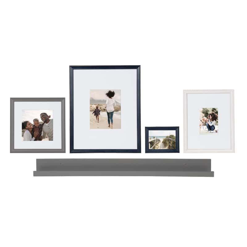 Kate and Laurel Bordeaux Wall Shelf with Frames Set