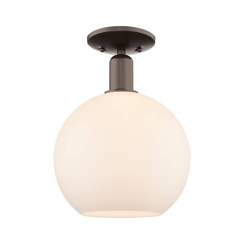 Innovations Lighting 716-1C-14-10 Athens Semi-Flush Athens 10" Wide - Oil Rubbed Bronze / Matte White