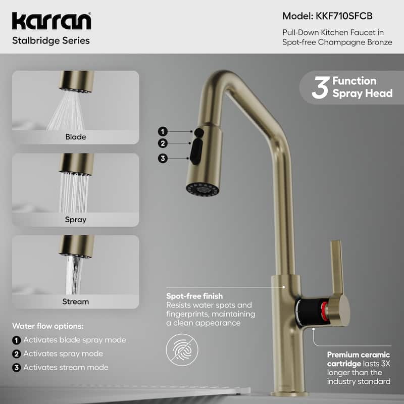 Karran Stalbridge Single Handle Pull-Down Sprayer Kitchen Faucet