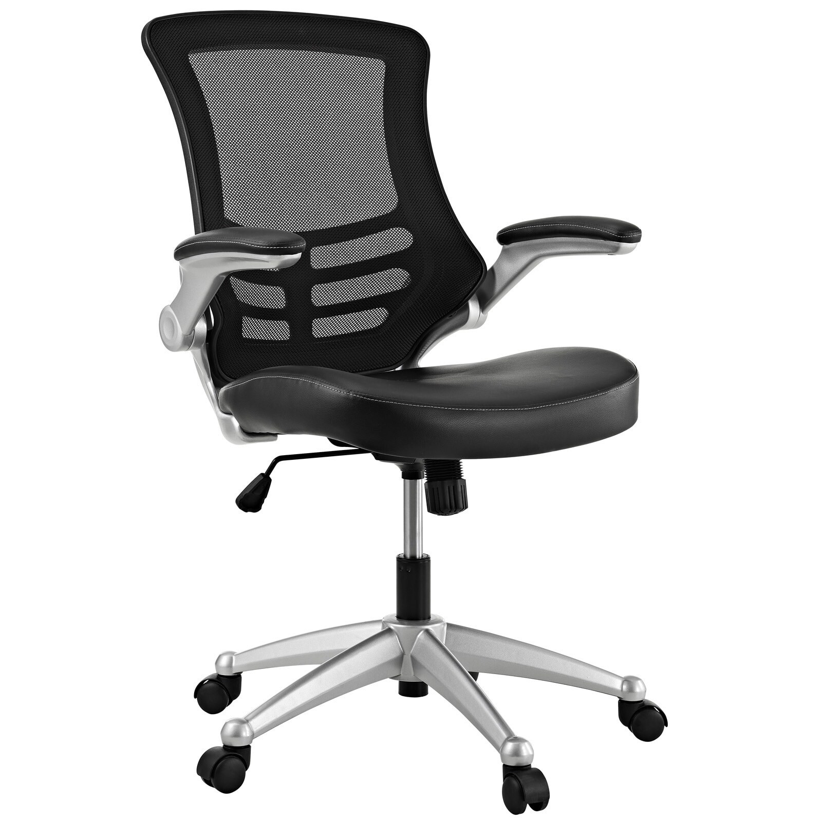 Porch & den williamsburg modway attainment black shop mesh back and leatherette seat office chair