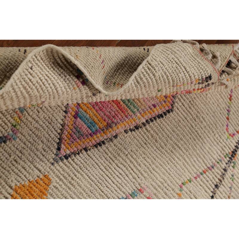Geometric Striped Moroccan Area Rug Handmade Wool Carpet - 5'9"x 9'8"