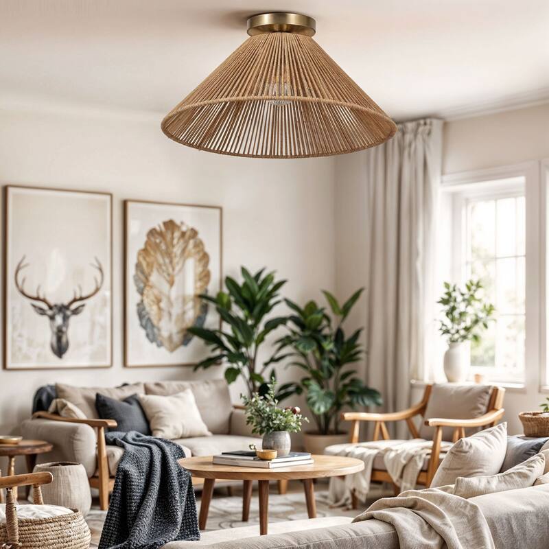 Kenroy Home Twine 1-Light Semi-Flush Mount - Brushed Gold