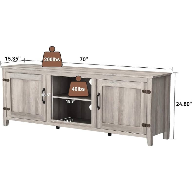 Wood Storage Cabinet Media Console for TVs up to 80"