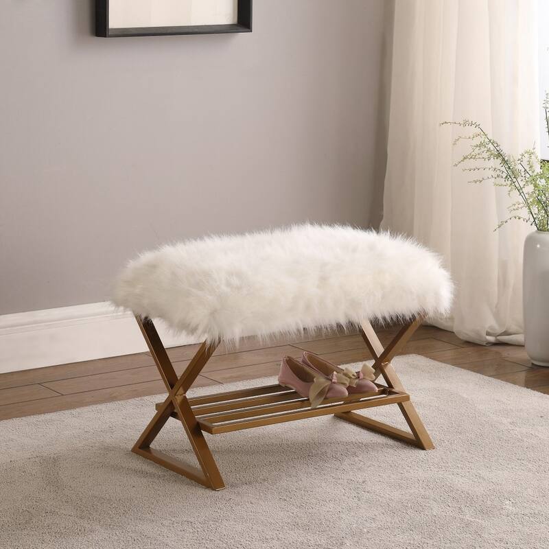 Modern Harvest Neutrals Wooden Storage Bench with Handles