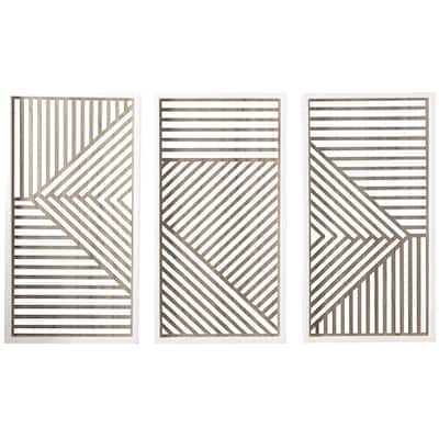 Wood Geometric Carved Wall Decor - Set of 3 Brown - Roche River Decor