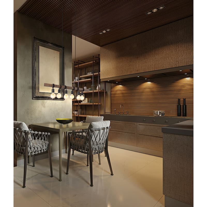 Eglo Violon 6-Light Black and Dark Brown Kitchen Island Pendant