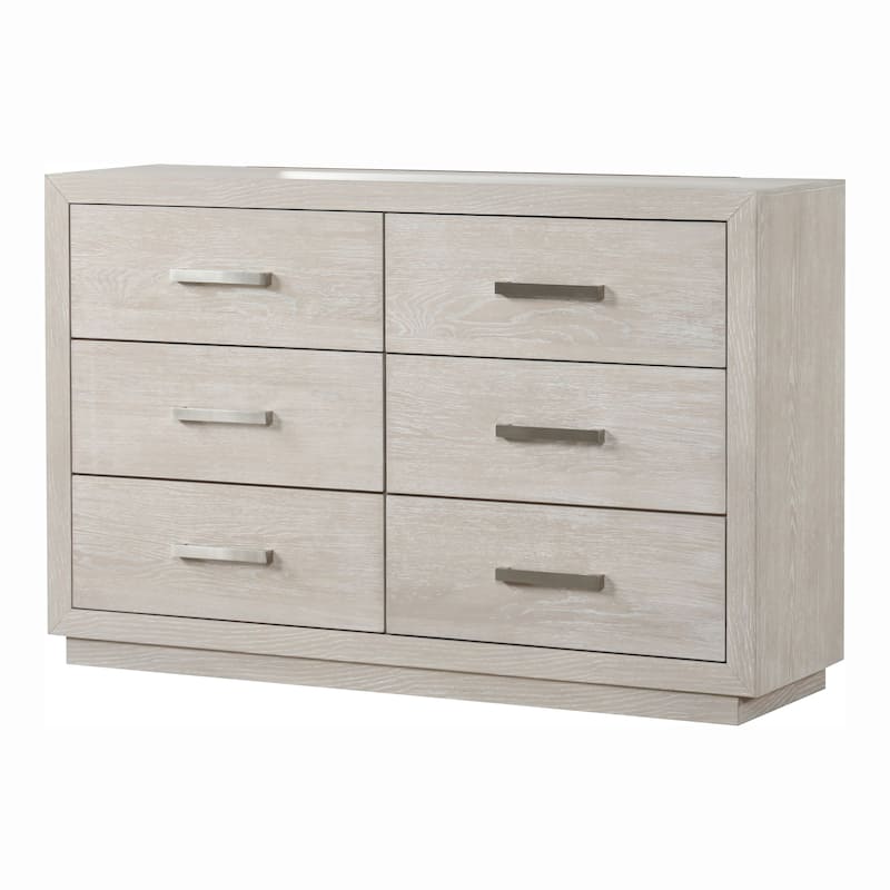 Furniture of America Argentil Light Grey Solid Wood 6-Drawer Dresser