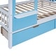 preview thumbnail 9 of 34, Full Over Full Castle Style Bunk Bed Kids Bed with 2 Drawers 3 Shelves and Slide Kids Furniture, Blue