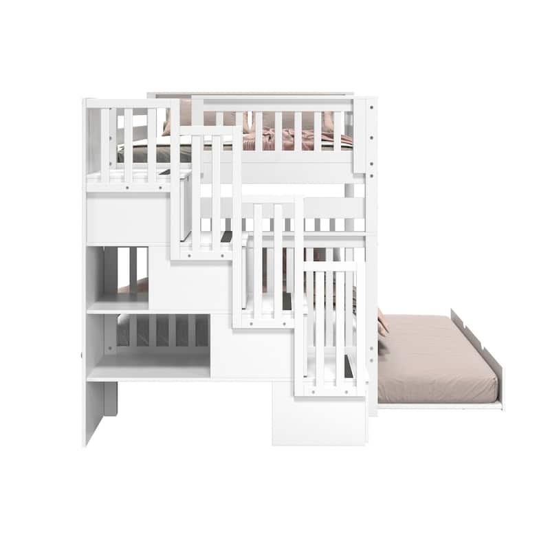 Taylor & Olive Trillium Full over Full Stairway Bunk Bed, Full Trundle