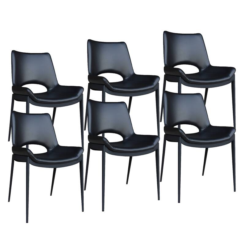 Contemporary Faux Leather and Metal Dining Chair, Set of 6