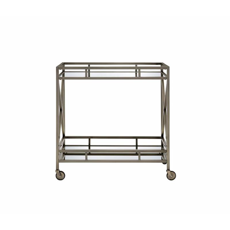 Kristensen Mirrored & Antique Gold Finish Serving cart
