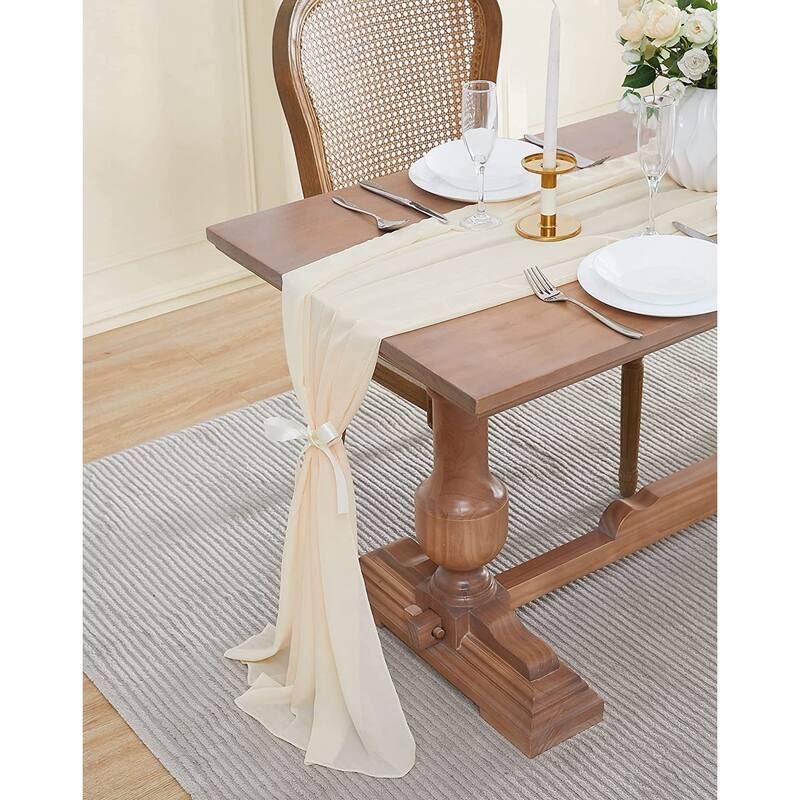 WARM HOME DESIGNS Chiffon Table Runner for Decor with 2 TieBacks Bed
