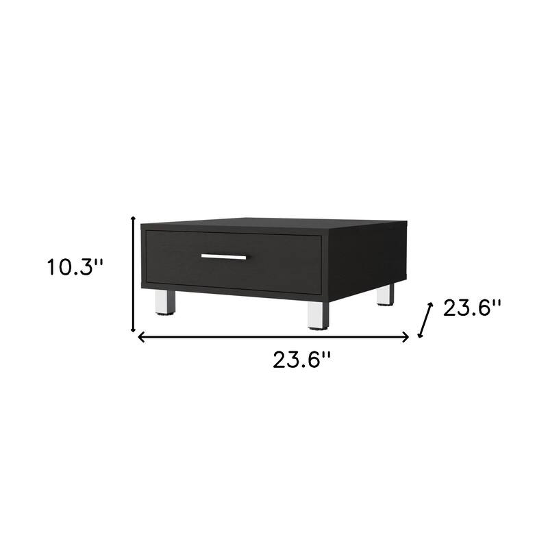 HomeRoots 24" Black Coffee Table With Drawer - 29.98" H x 23.6" W x 10.3" D