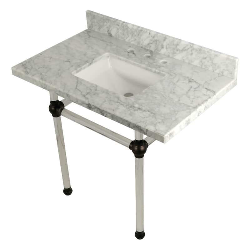 Kingston Brass Templeton 36" Rectangular Marble Wall Mounted Bathroom - Carrara Marble / Oil Rubbed Bronze
