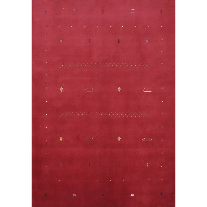 Hand Knotted Oriental 100% Wool Carpet Tribal Tribal Red Gabbeh Area Rug - 7' 11'' X 5' 9''