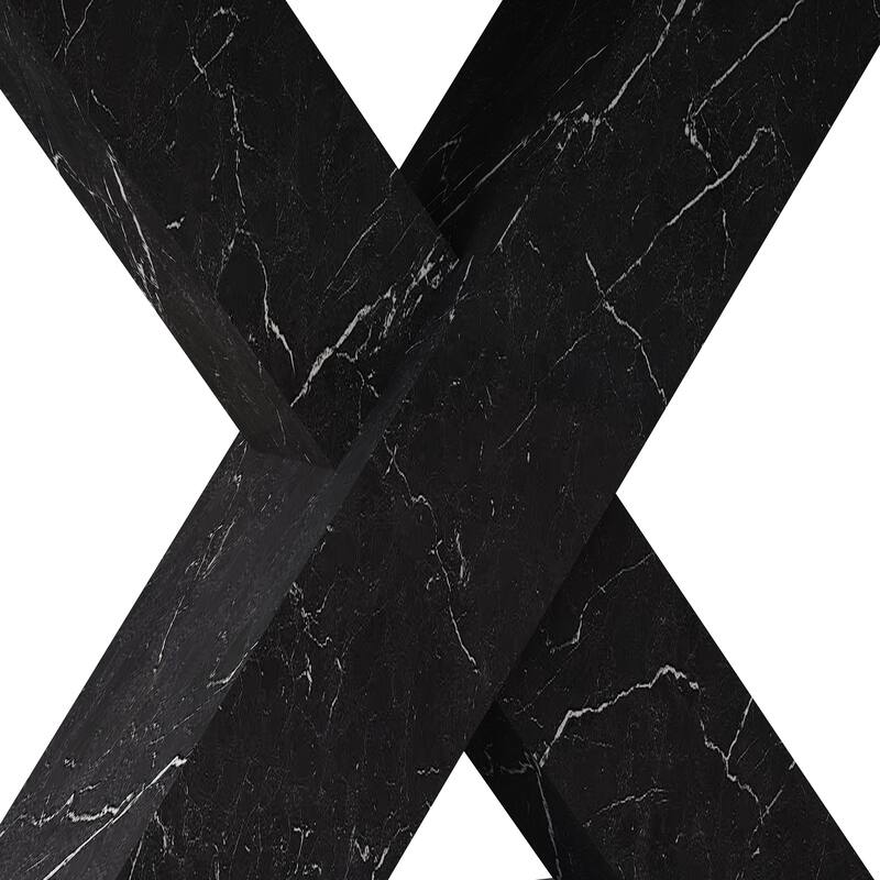 Modern Square Dining Table, Stretchable, with X-Shape Table Leg with Metal Base