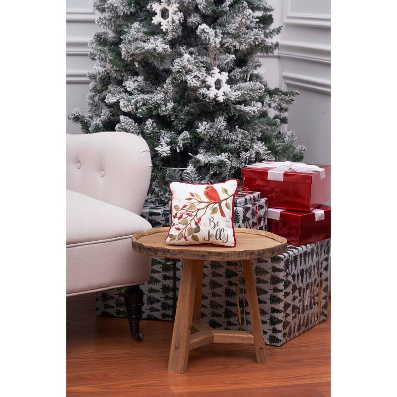 8" x 8" Be Jolly Cardinal Petite Printed Christmas Throw Pillow