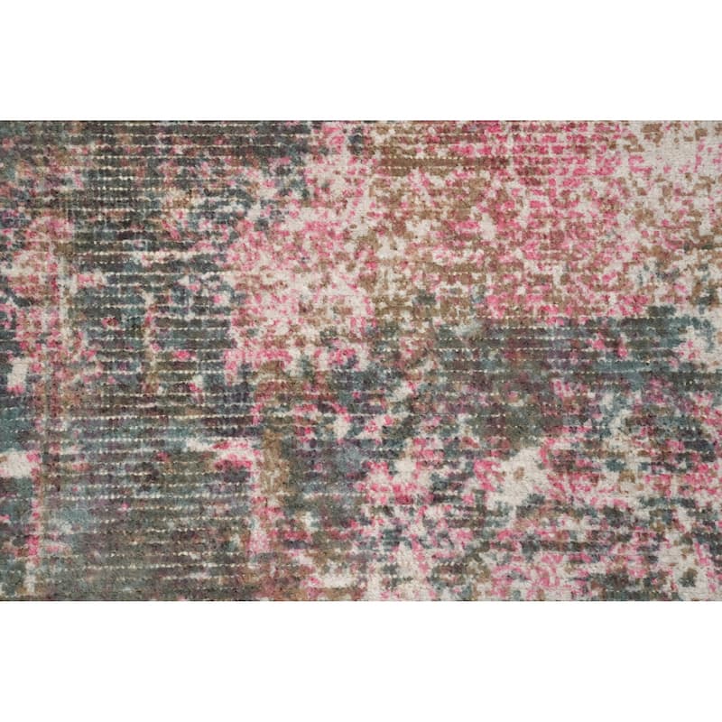 Hand Knotted Oriental Viscose Silk Carpet Modern Abstract Pink Abstract Area Rug - 7' 10'' X 5' 5''