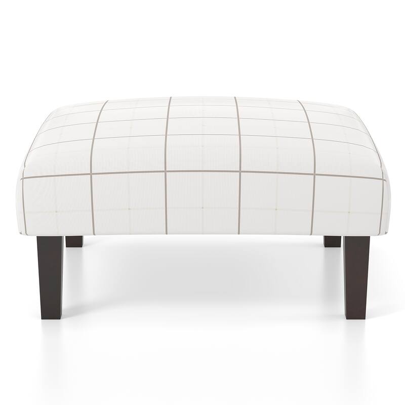 Feer Transitional Ivory Fabric Upholstered Cocktail Ottoman by Furniture of America