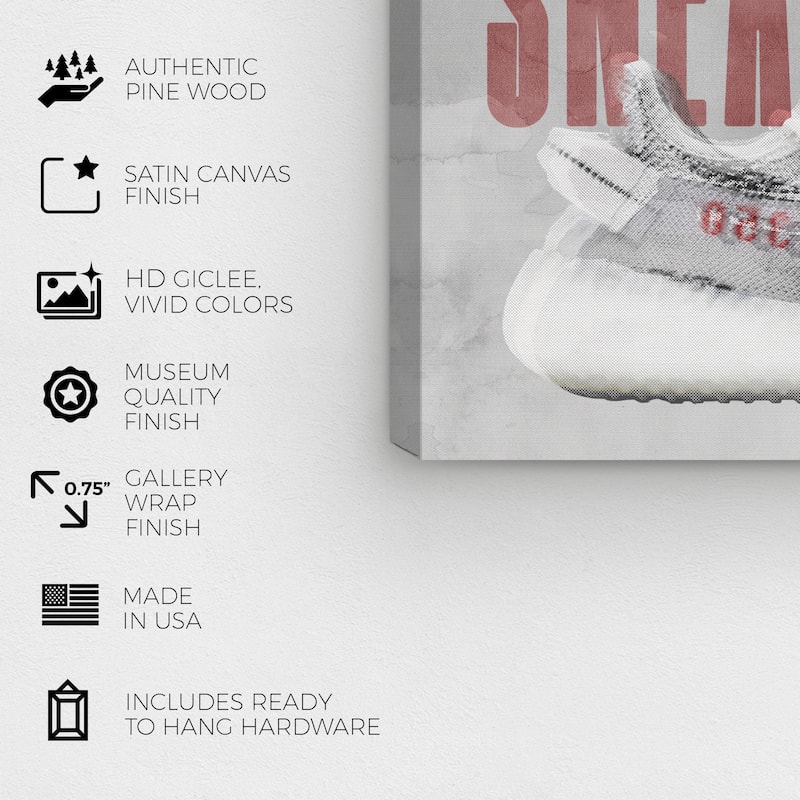 Wynwood Studio Canvas Fashion and Glam Sneakerhead Hype Gray and Modern & Contemporary Wall Art Canvas Print