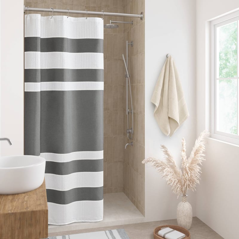 Madison Park Spa Waffle Shower Curtain with 3M Treatment
