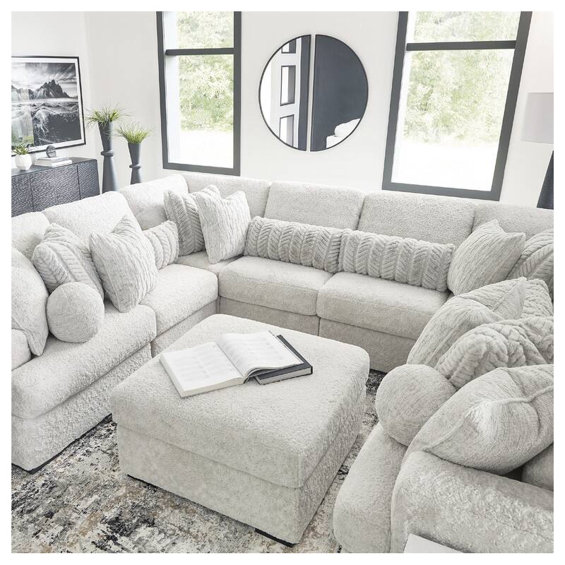 Signature Design by Ashley Snodoodle Gray 10-Piece Sectional - 144" W x 113" D x 40" H - Gray - Reversible