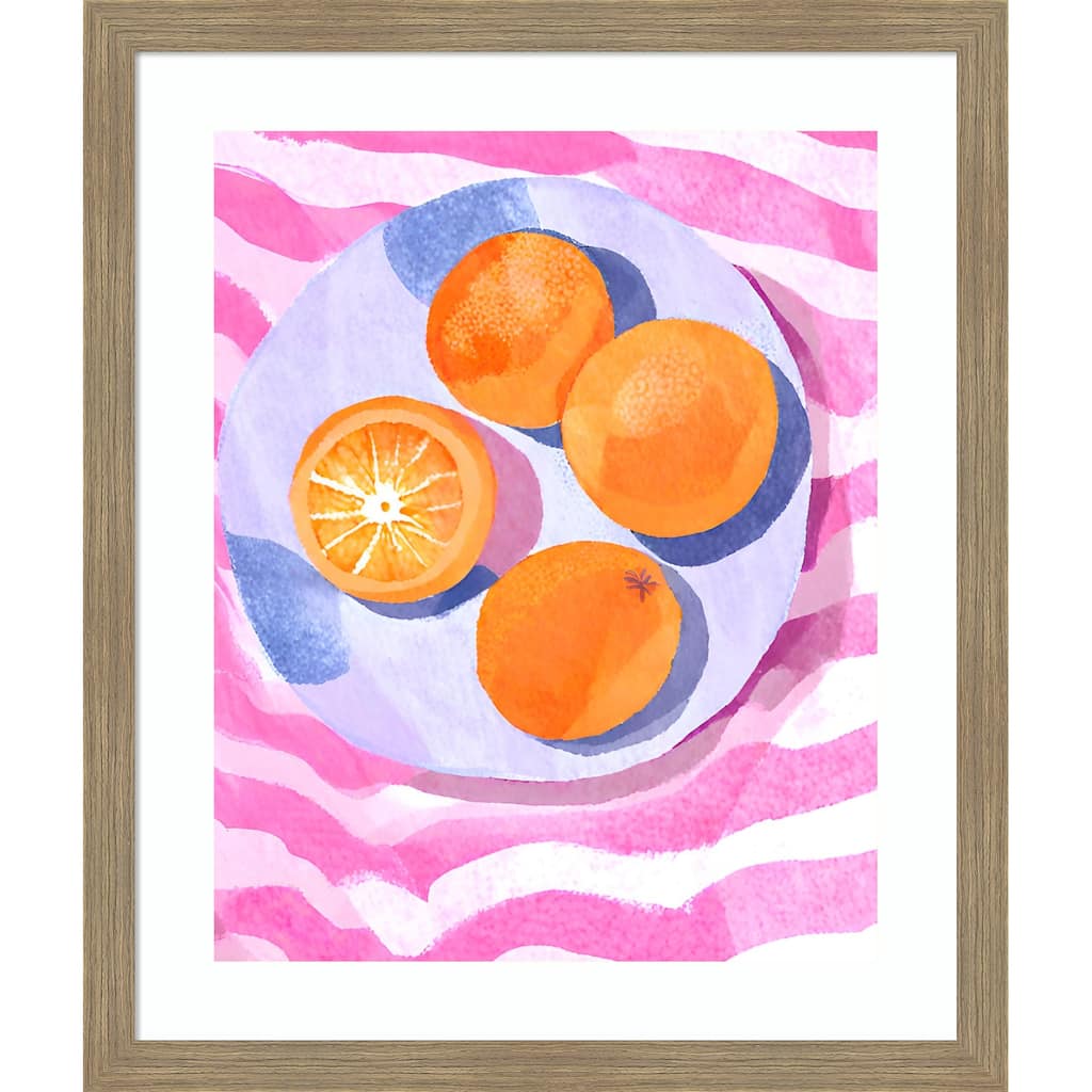 Orangen auf Teller by Ohkimiko Wood Framed Wall Art Print