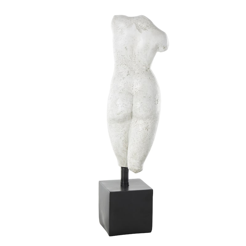 Polystone People Decorative Sculpture with Black Square Base - Cream - Roche River Decor