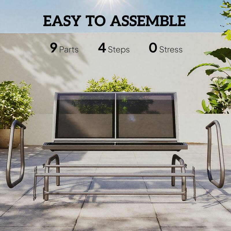 Outsunny 2-person Black Outdoor Double Rocker Glider Bench