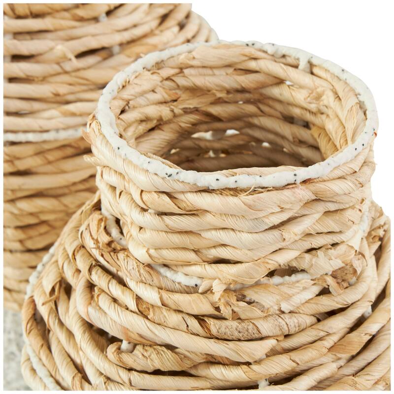 Seagrass Woven Vase with Speckled Black and White Bases - Set of 2 Brown - Roche River Decor - 8"W x 8"L x 16"H