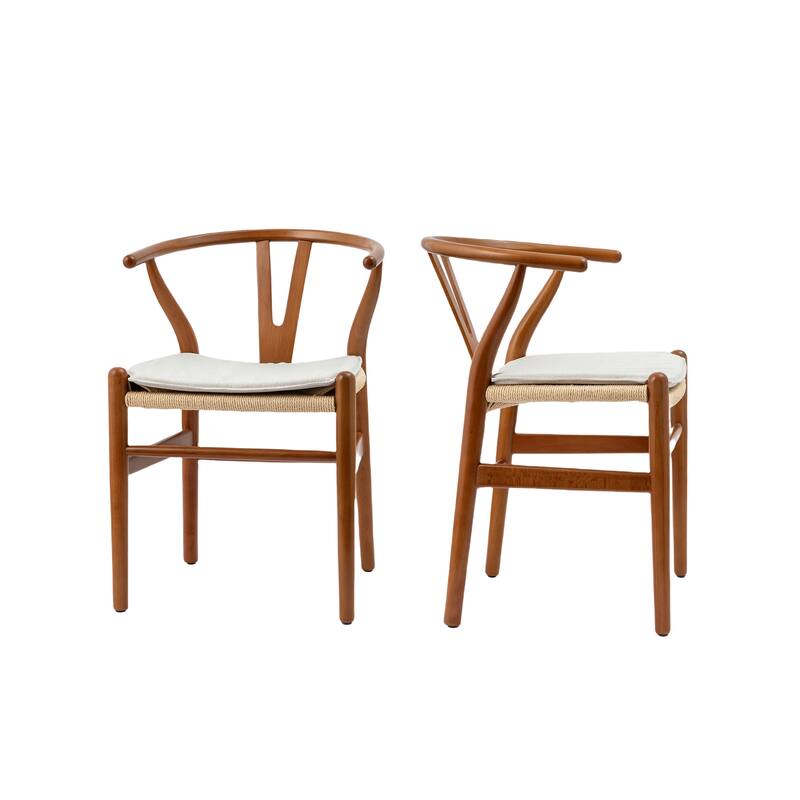 Dining Chairs for Dining Room,Soild Wood Weave Dining Chair,Armchair,Fully Assembled,Set of 2 - Walnut