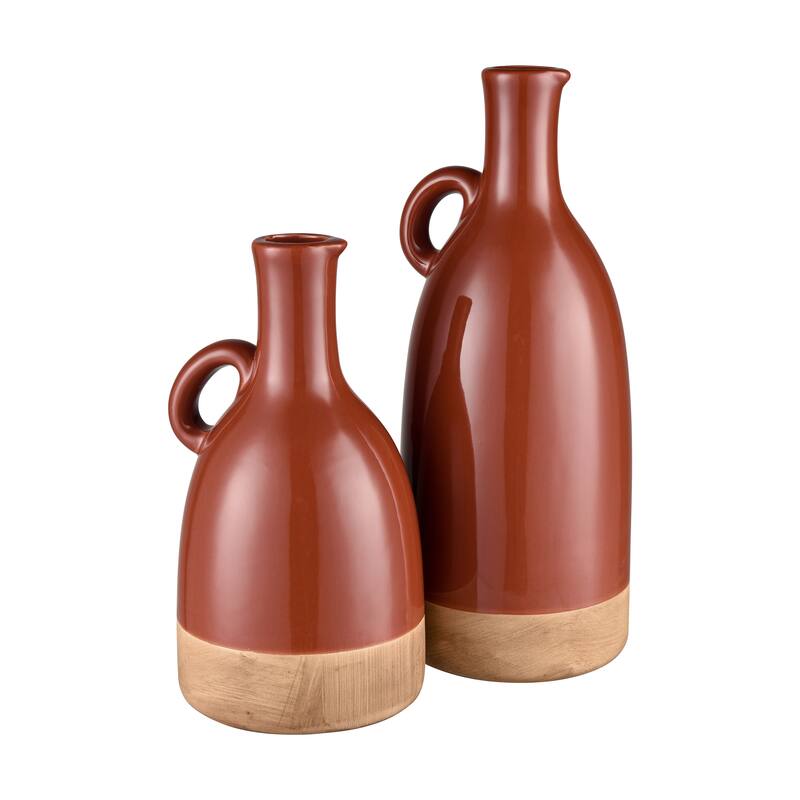 Elk Home Adara Brick Red Earthenware 6.25 Inch Wide Vase