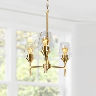 Stella 3 Light Gold Chandelier with Clear Glass Shades - Bed Bath ...