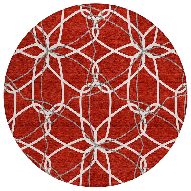 Machine Washable Indoor/ Outdoor Abstract Prism Chantille Rug