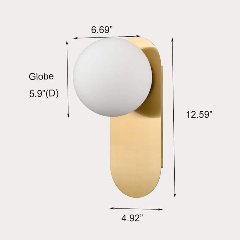 Ibiza Modern Globe Wall Light Sconce with Opal Glass Shade - 1-Light