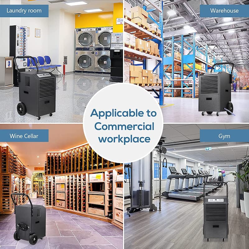 Commercial Dehumidifier for Basement with Drain Hose and Pump - 110 pints