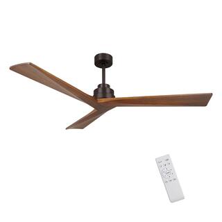 52 inch Wood Ceiling Fan No Light 3 Reversible Blades 6 Speed Low Profile Living Room Kitchen