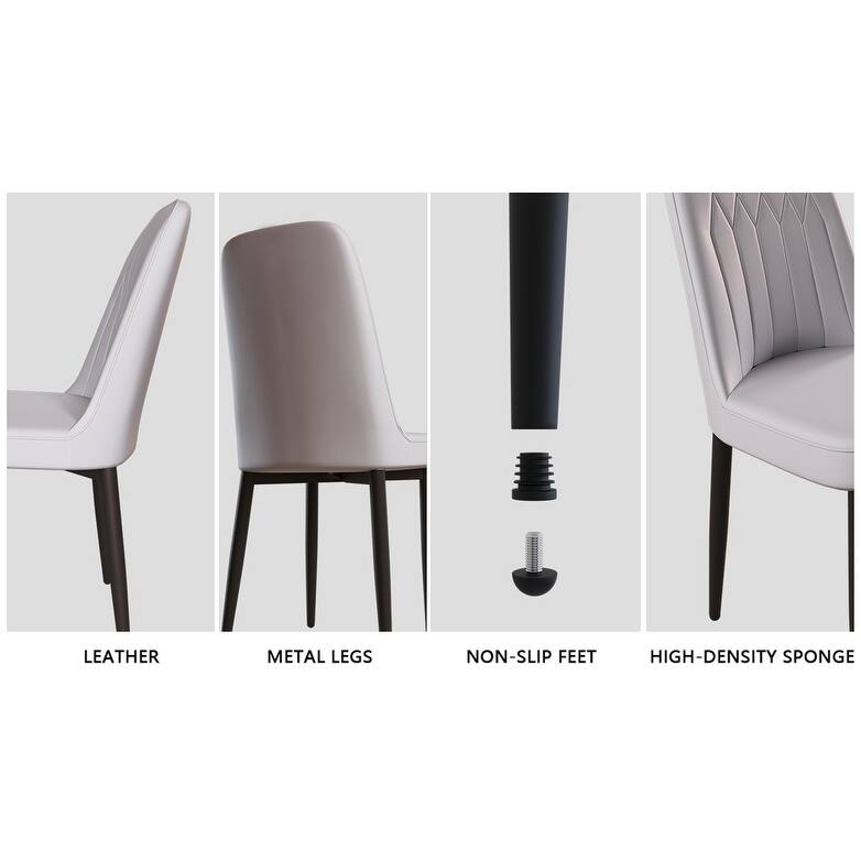 Dining Chairs Set of 4, Faux Leather Upholstered Dining Chairs with Metal Legs for Kitchen/Living Room/Restaurant