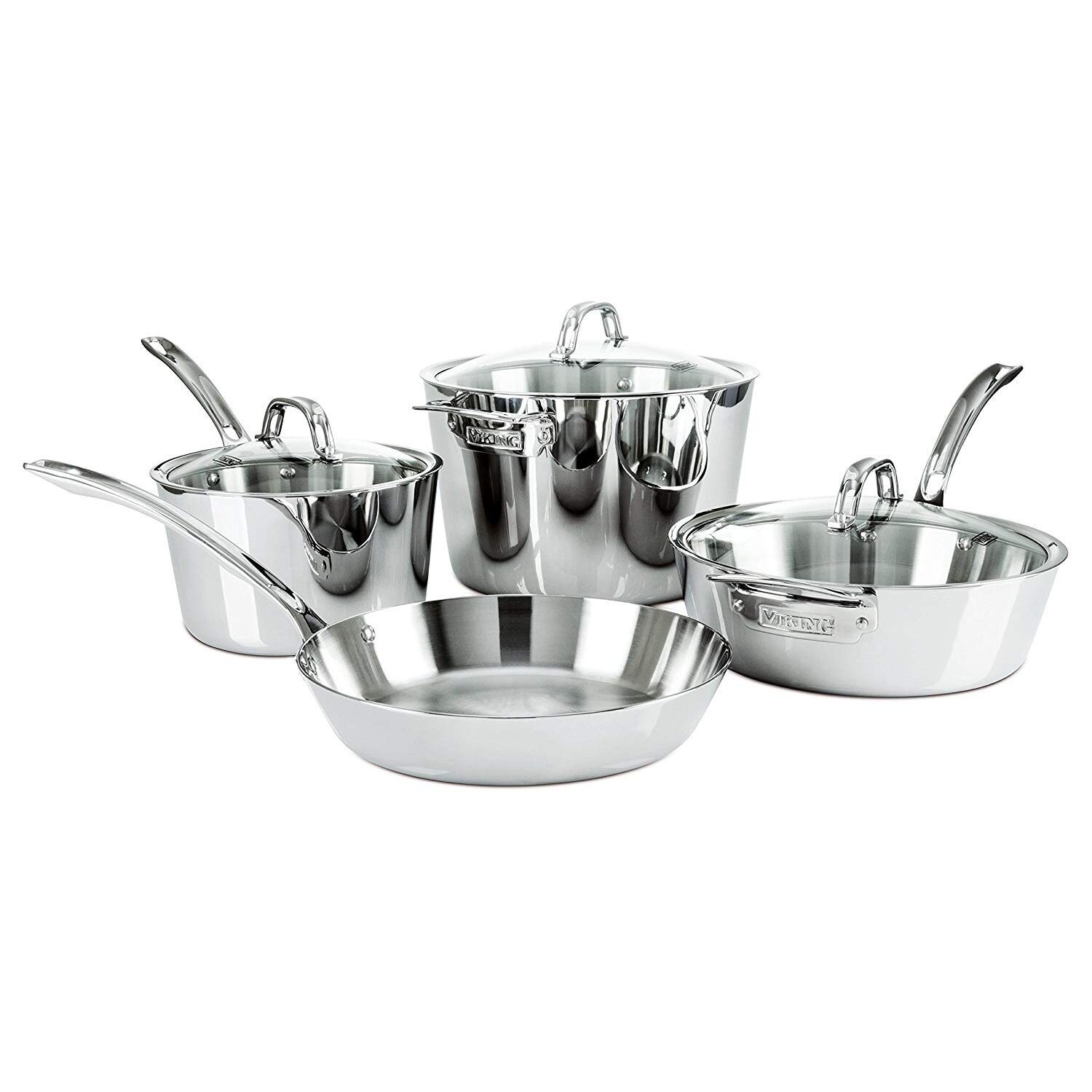 Viking Contemporary 3-Ply Stainless Steel Cookware Set 7 Piece 4513-3S07