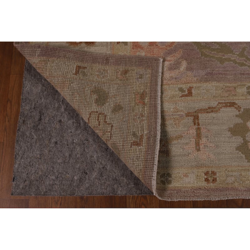 Vegetable Dye Oushak Turkish Area Rug Hand-Knotted Brown Wool Carpet - 6'3"x 8'8"